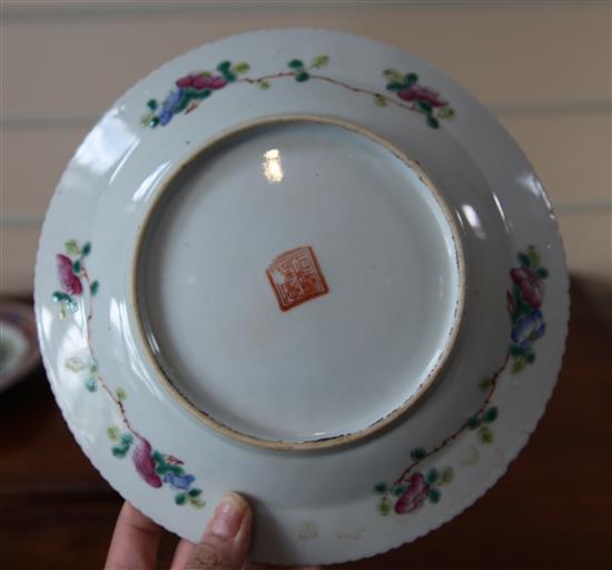 A group of Chinese Straits famille rose phoenix and peony bowls and plates, c.1900, (18)
